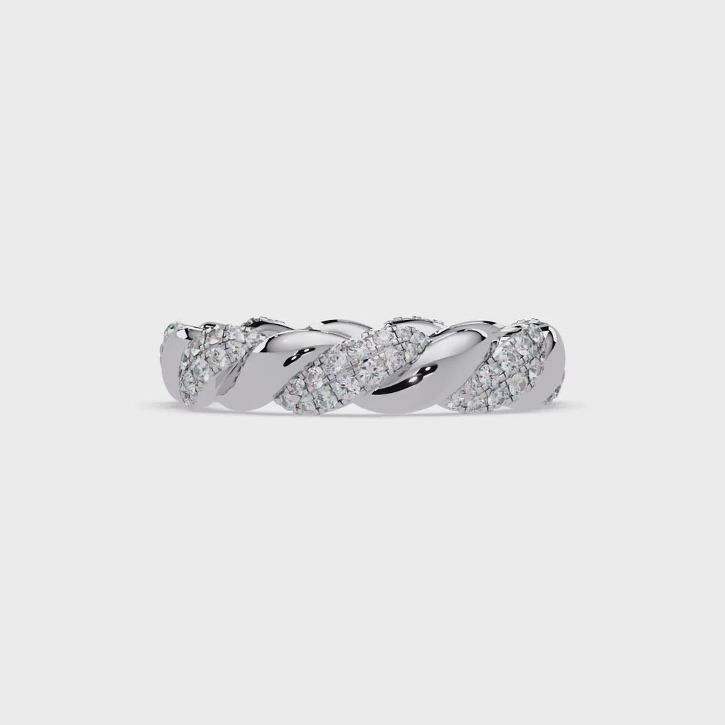 Round Diamond Twisted Infinity Band Ring in Gold