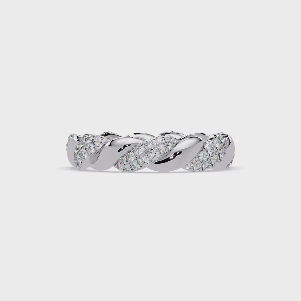 Round Diamond Twisted Infinity Band Ring in Gold