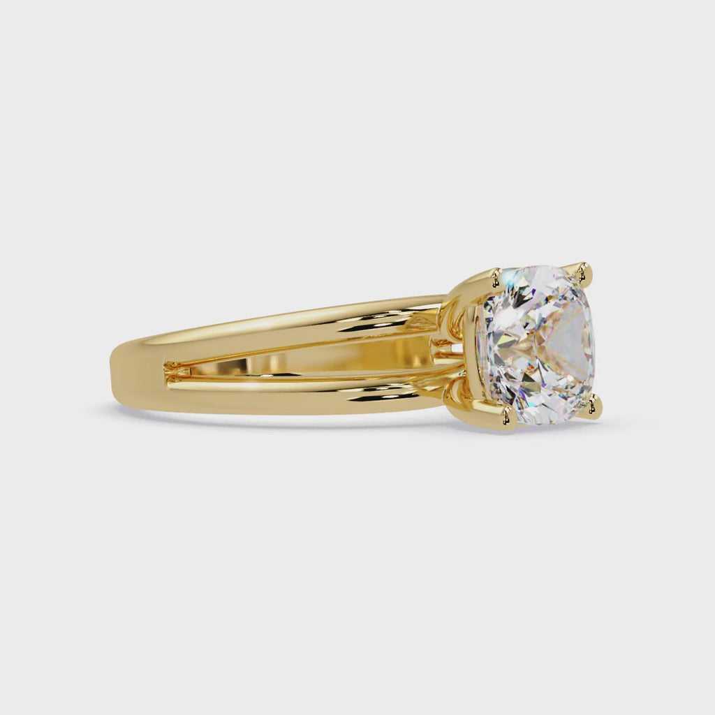Exquisite Cushion Cut Diamond Split Dual-Band Ring