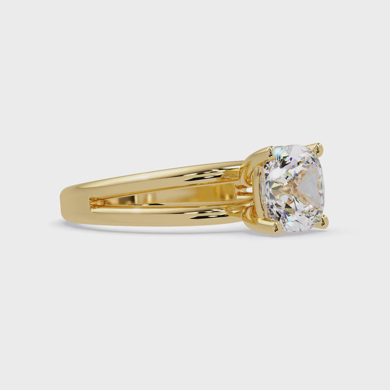Exquisite Cushion Cut Diamond Split Dual-Band Ring