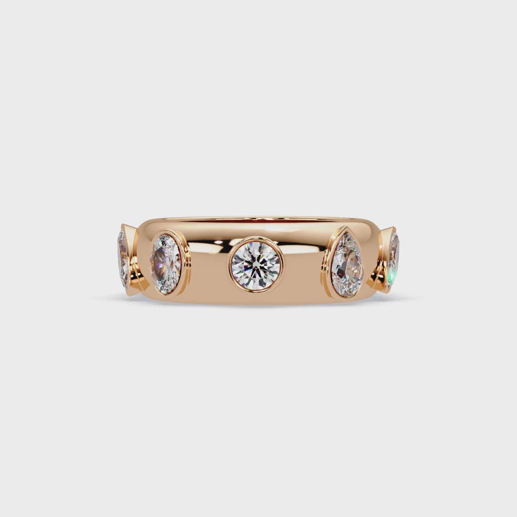 Modern Multi Shape Bezel Diamond Band Ring