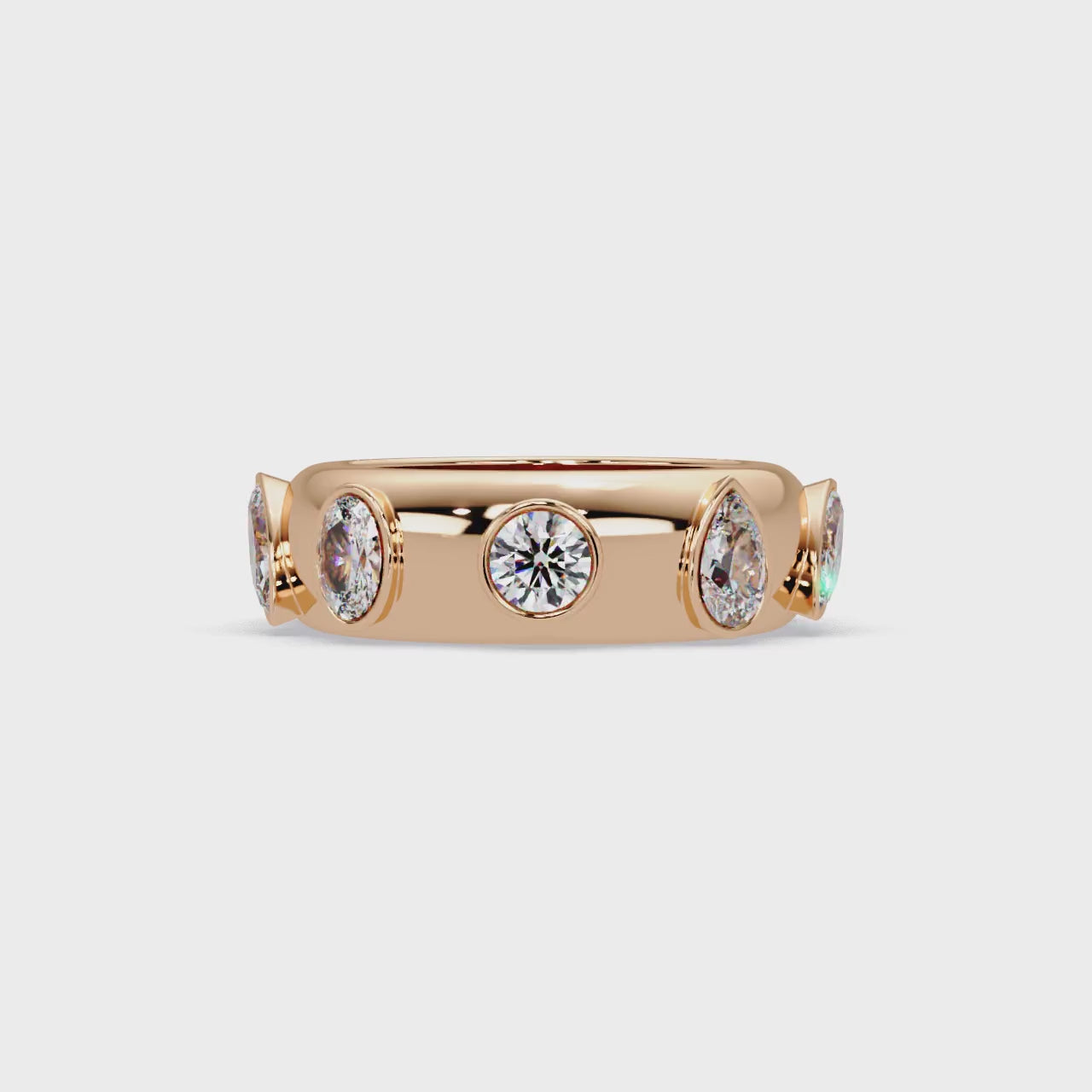 Modern Multi Shape Bezel Diamond Band Ring
