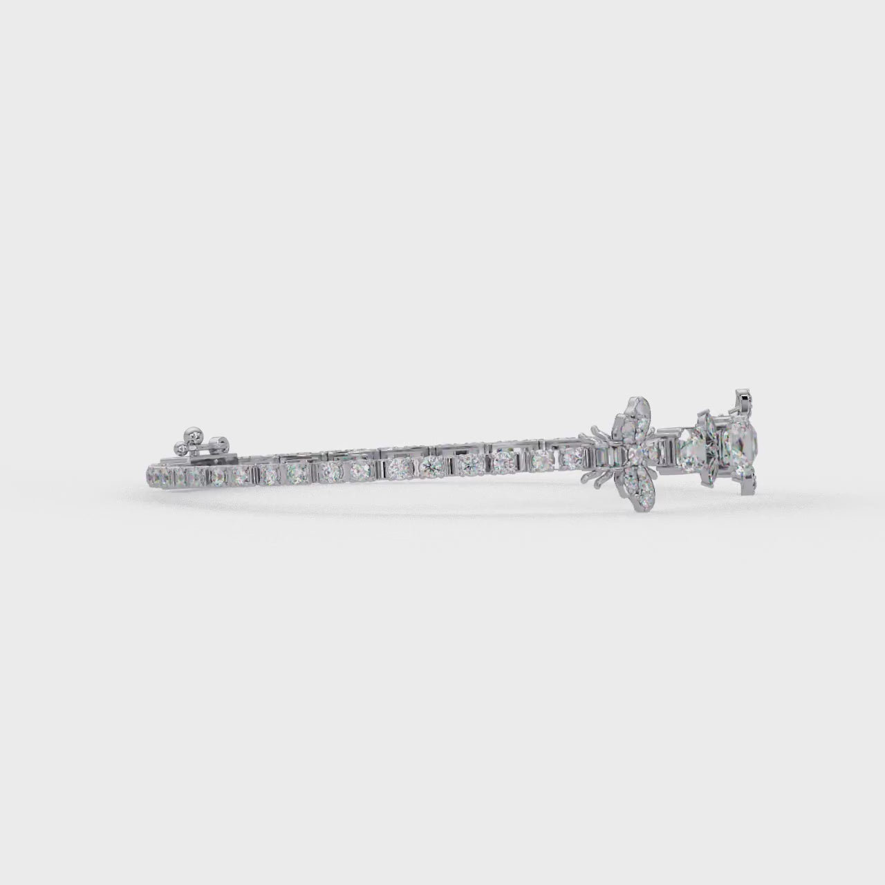 Butterfly Floral Cushion Cut Diamond Tennis Bracelet