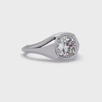 Modern Bezel Set Cushion Cut Diamond Ring