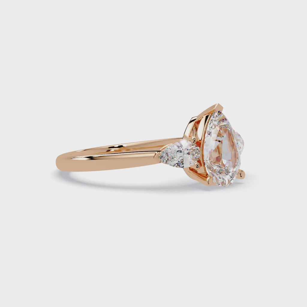 Pear-Shaped Three-Stone Diamond Engagement Ring