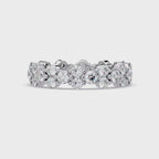 Double Row Alternating Round Cut Diamond Ring