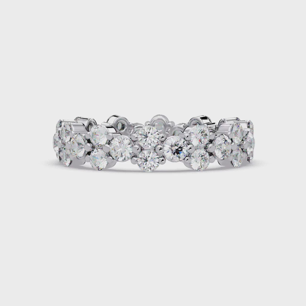 Double Row Alternating Round Cut Diamond Ring