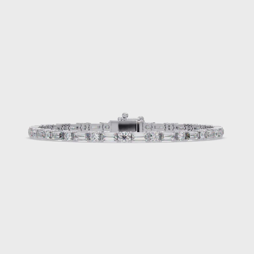 Round & Baguette Diamond Tennis Bracelet | Luxury Bracelet for Men & Women