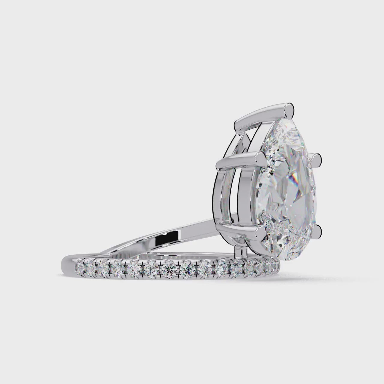 Pear Cut Diamond Split Shank Engagement Ring