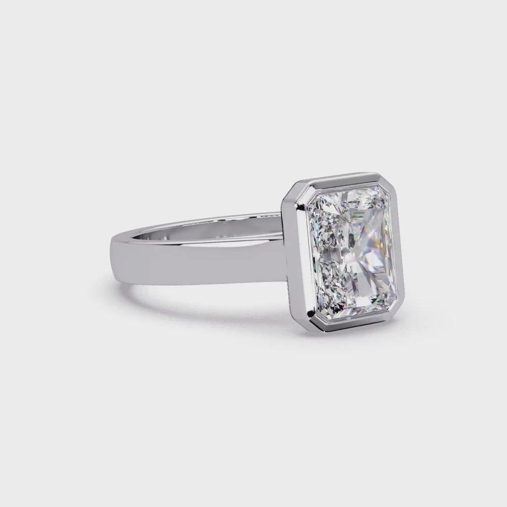 Modern Bezel Set Radiant Cut Diamond Ring