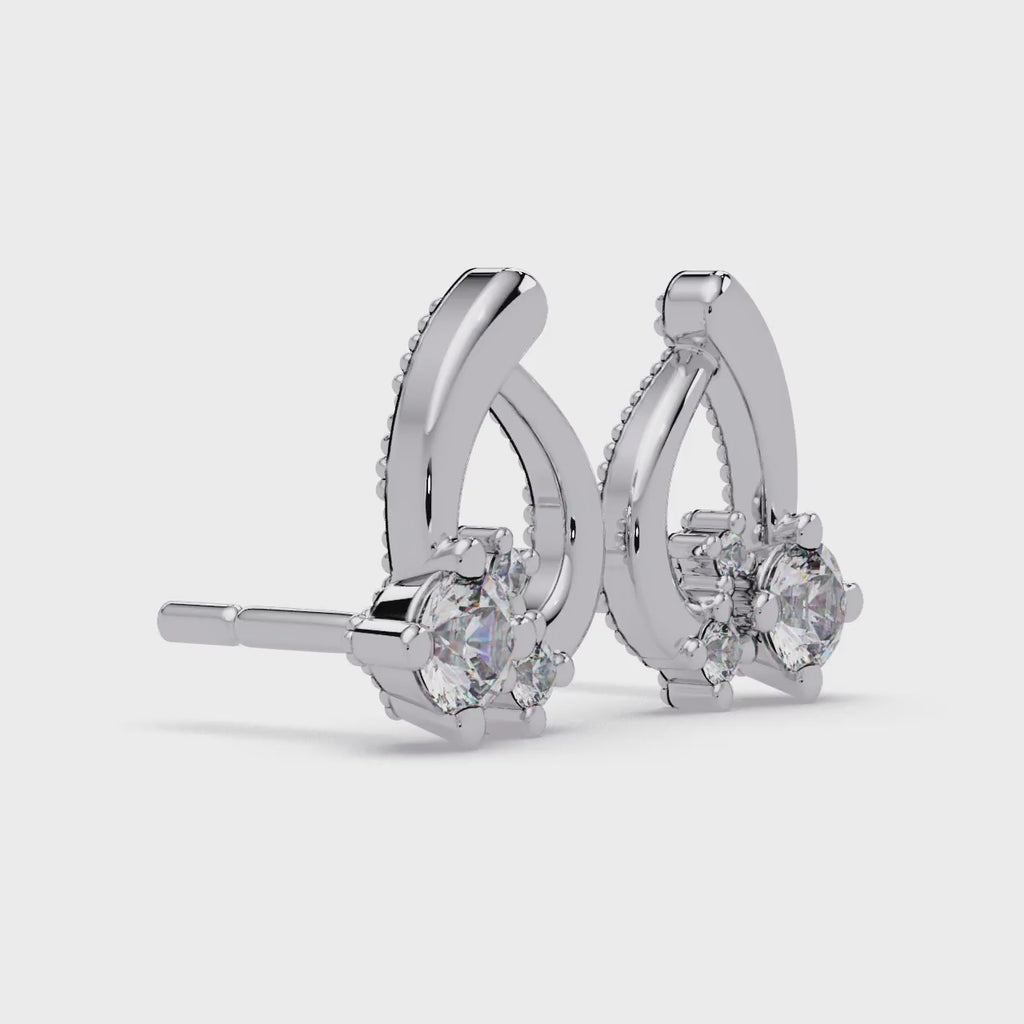 Elegant Teardrop Diamond Cluster Stud Earrings – Available in Silver, Gold & Rose Gold Finish