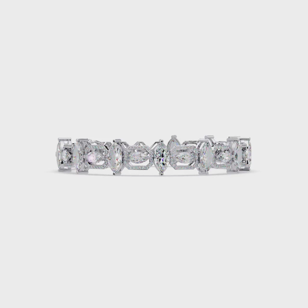 Luxury Marquise & Oval Halo Diamond Tennis Bracelet