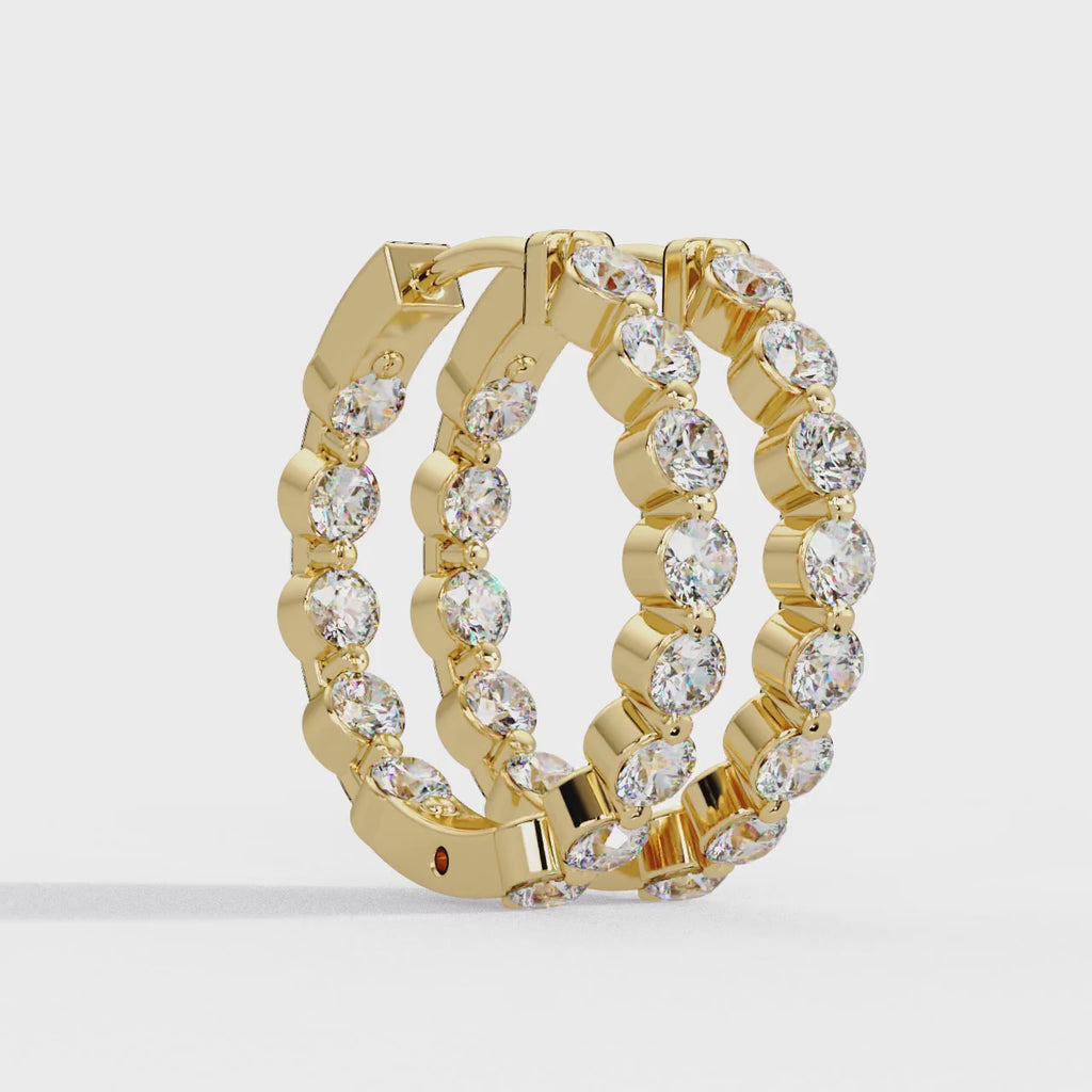 Classic Diamond Hoop Earrings | Round Brilliant Diamond Hoop Earrings