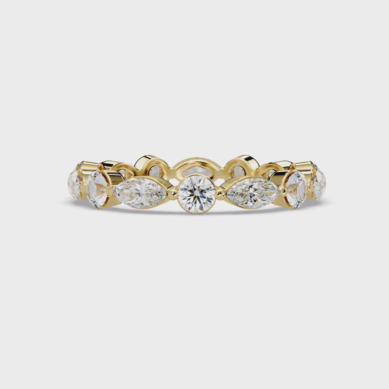 Marquise and Round Cut Diamond Eternity Ladies Ring