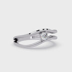 Round Cut Solitaire Bypass Ring | Modern Open Wrap Diamond Ring | Minimalist Engagement Ring |