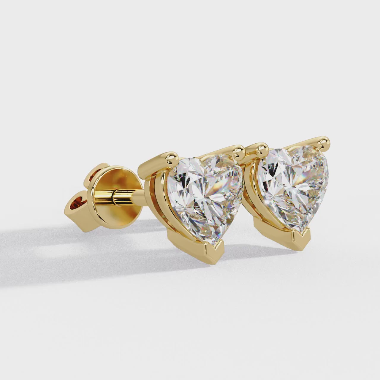 Heart Shaped Diamond Stud Earrings