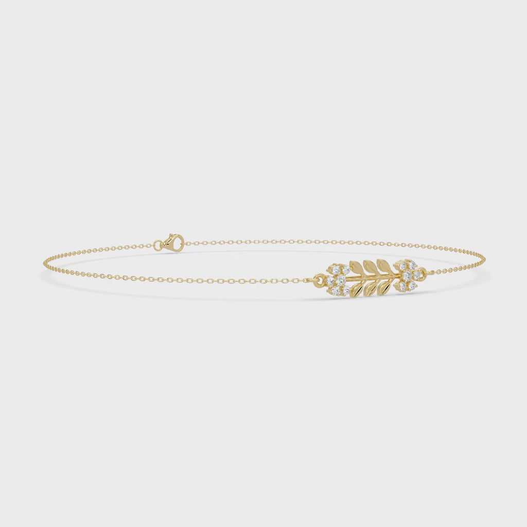 Nature Inspired Leaf & Floral Diamond Bracelet