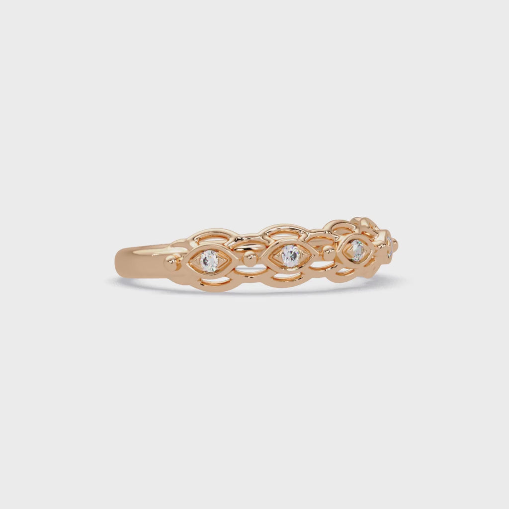 Nature Inspired Round Cut Diamond Wedding Ring