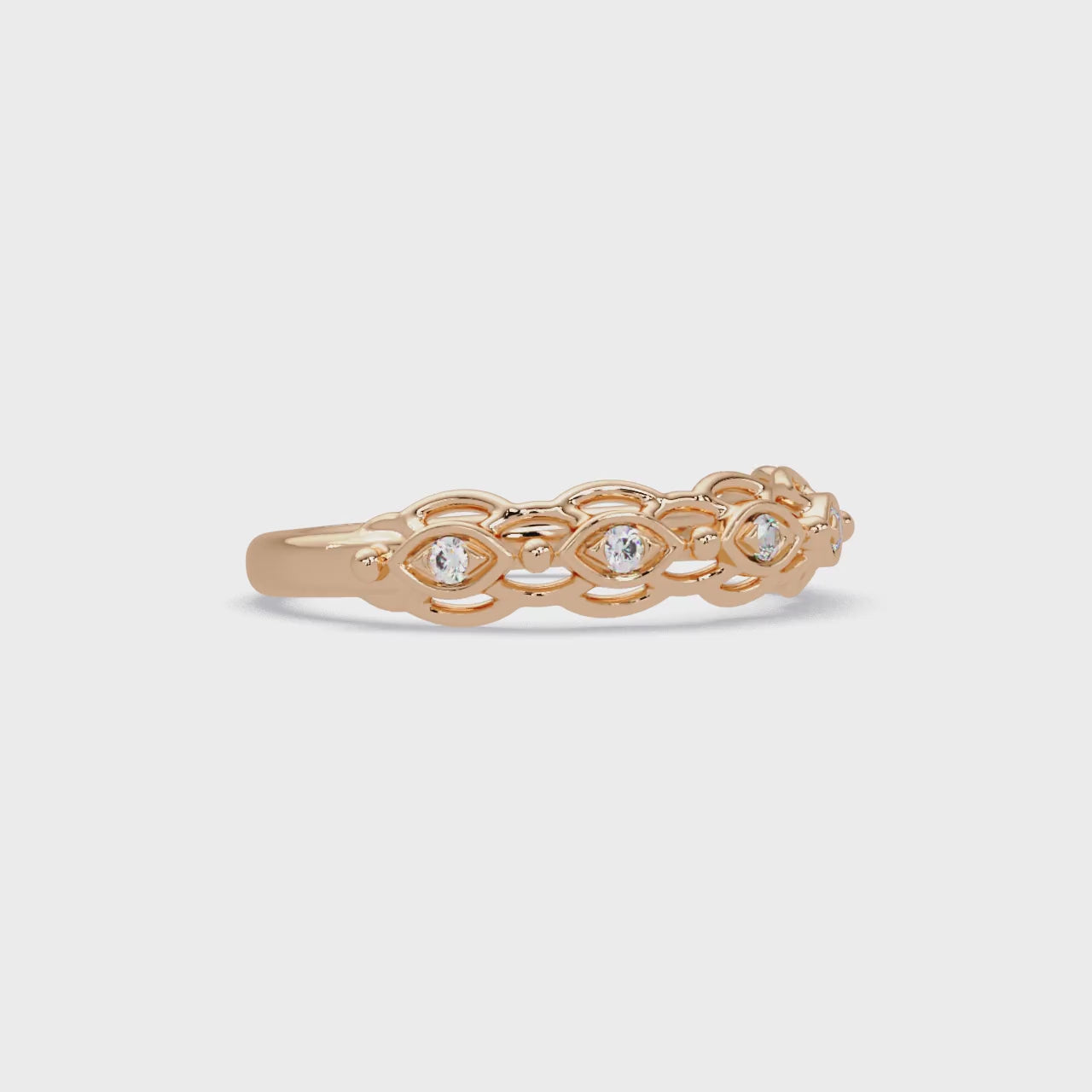 Nature Inspired Round Cut Diamond Wedding Ring
