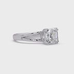 Asscher Cut Diamond Split Shank Solitaire Engagement Ring