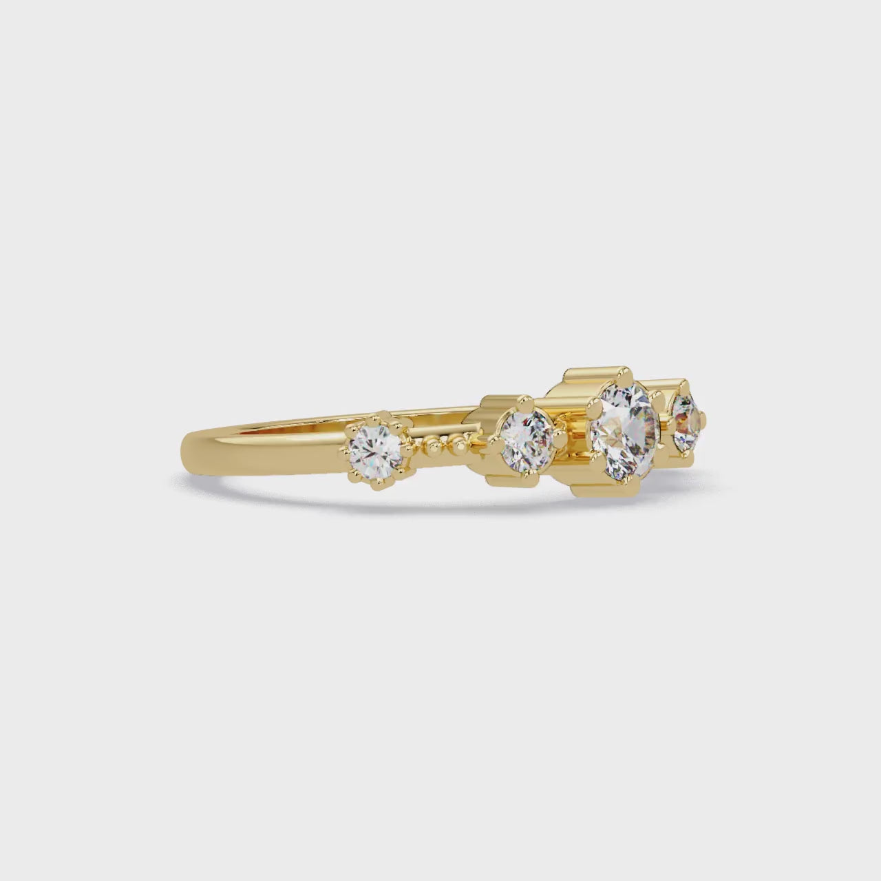 Round Cut Graduated Five-Stone Open Bypass Ring