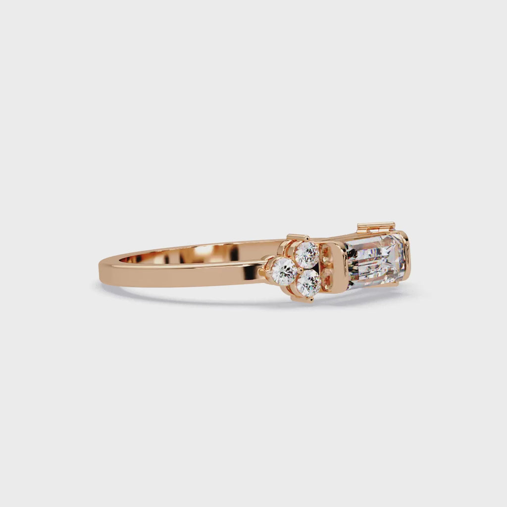 Customizable Baguette & Round Diamond Engagement Ring | Three-Stone Ring
