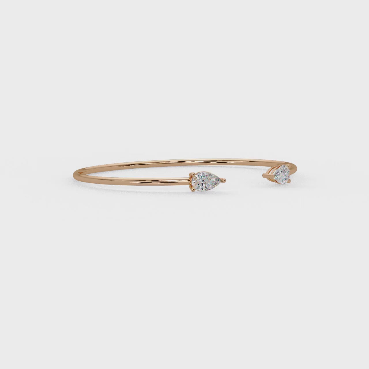 Pear Cut Diamond Open Cuff Bangle Bracelet | Minimalist Luxury Bracelet for Women