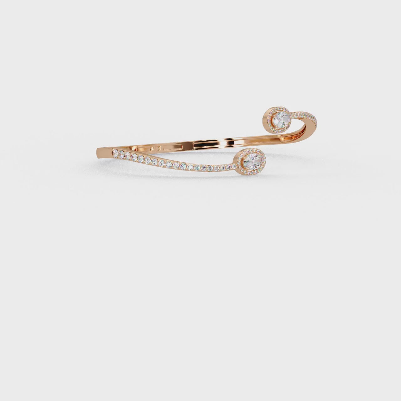 Oval Halo Open Diamond Cuff Bracelet
