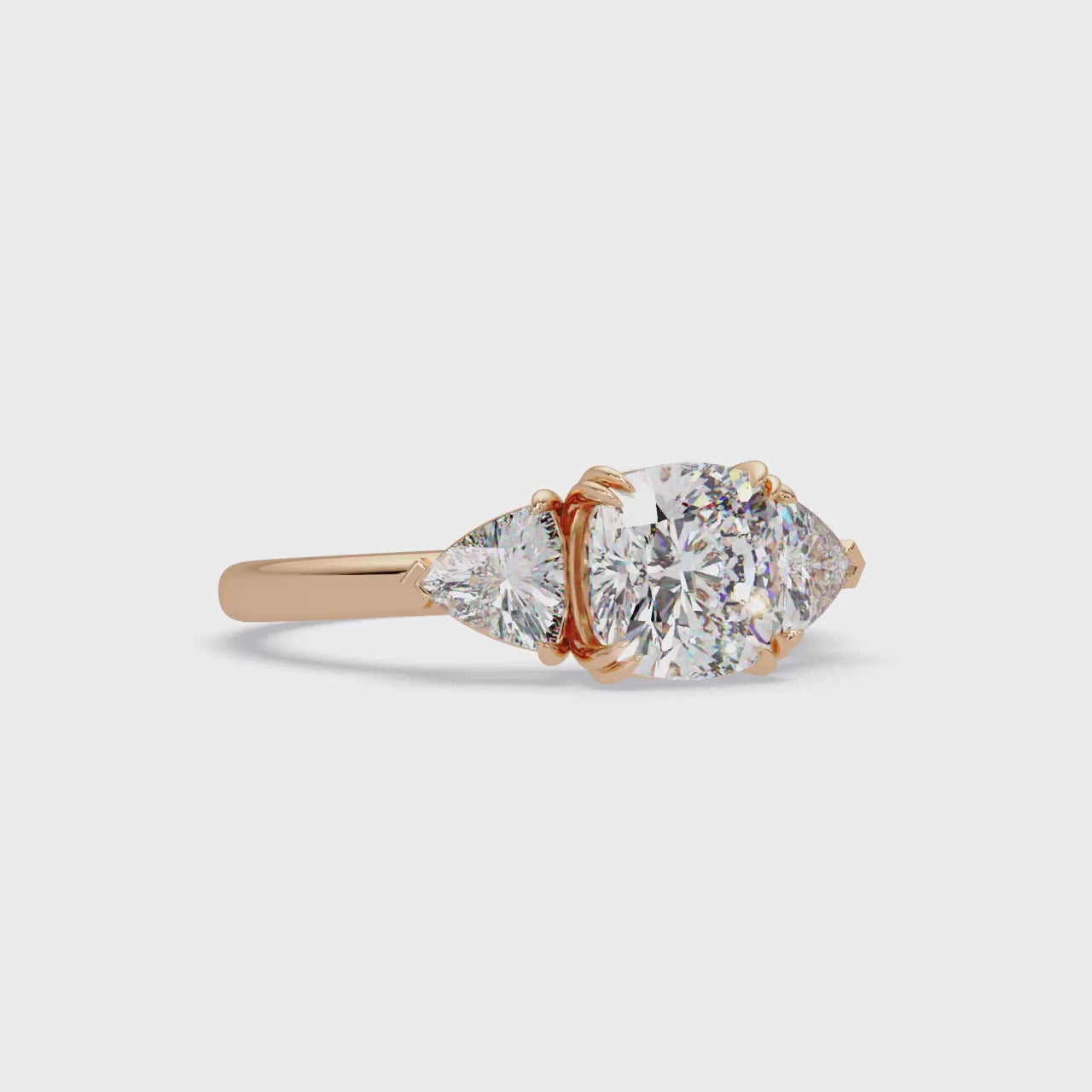 Oval & Pear Three Stone Diamond Engagement Ring