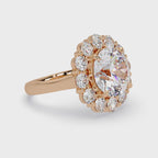 Scalloped Floral Halo Round Cut Diamond Ring