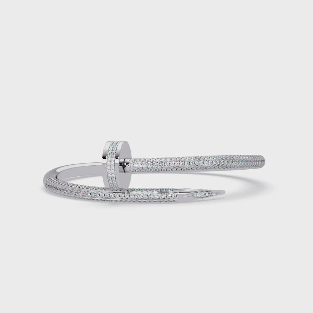 Luxury Diamond Nail Bangle Bracelet
