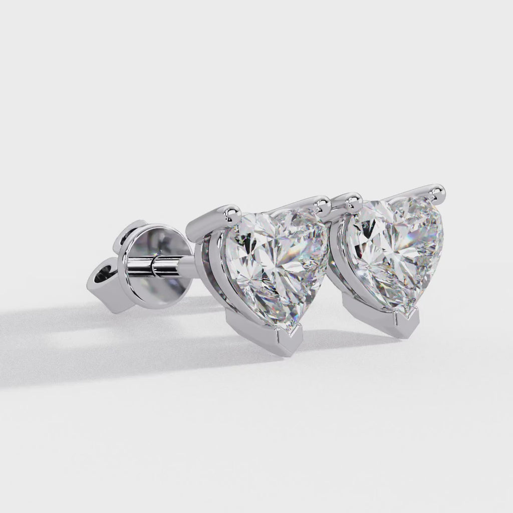 Heart Shaped Diamond Stud Earrings