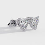 Heart Shaped Diamond Stud Earrings