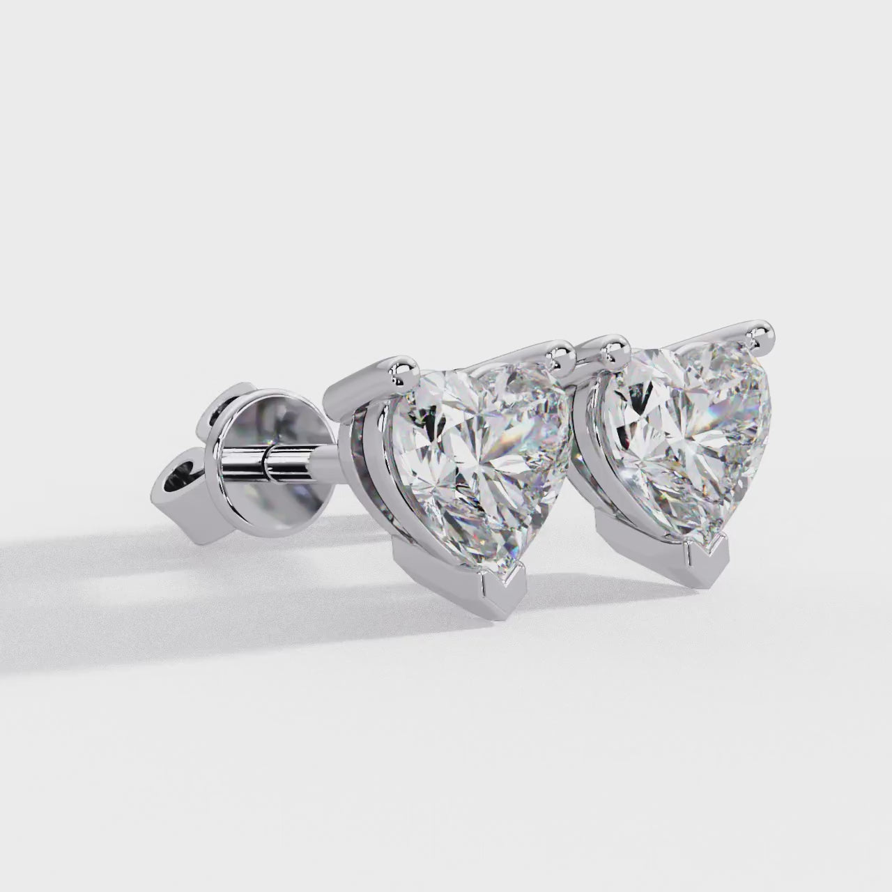 Heart Shaped Diamond Stud Earrings