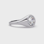 Round Cut Diamond Bezel Set Signet Ring