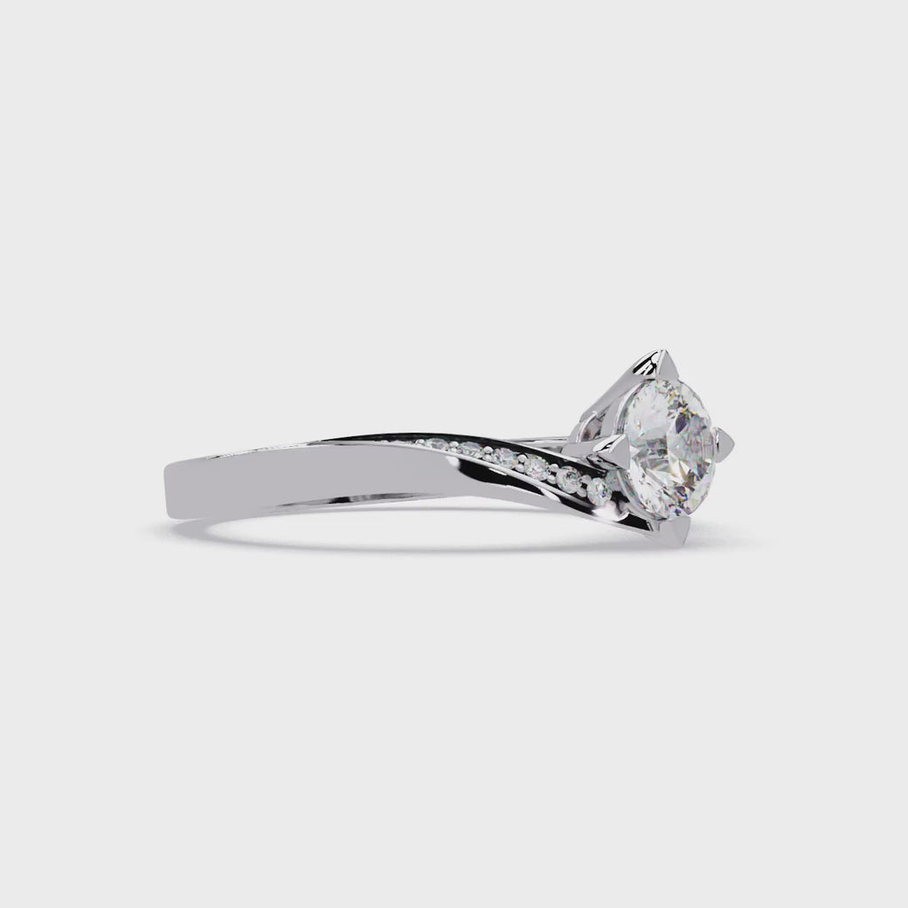 Round Cut Diamond Bypass Engagement Ring