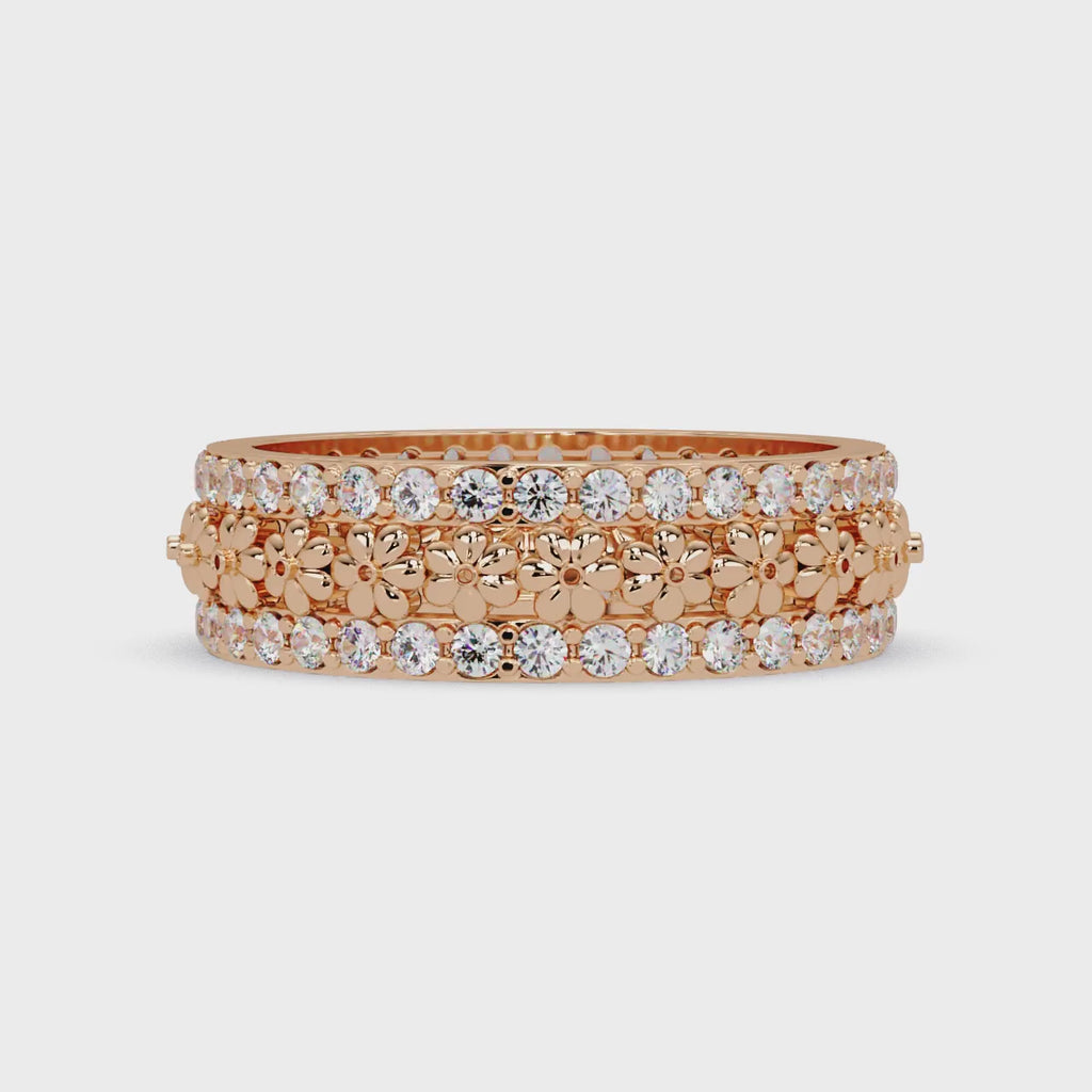 Radiant Cut Diamond Floral Eternity Band Ring