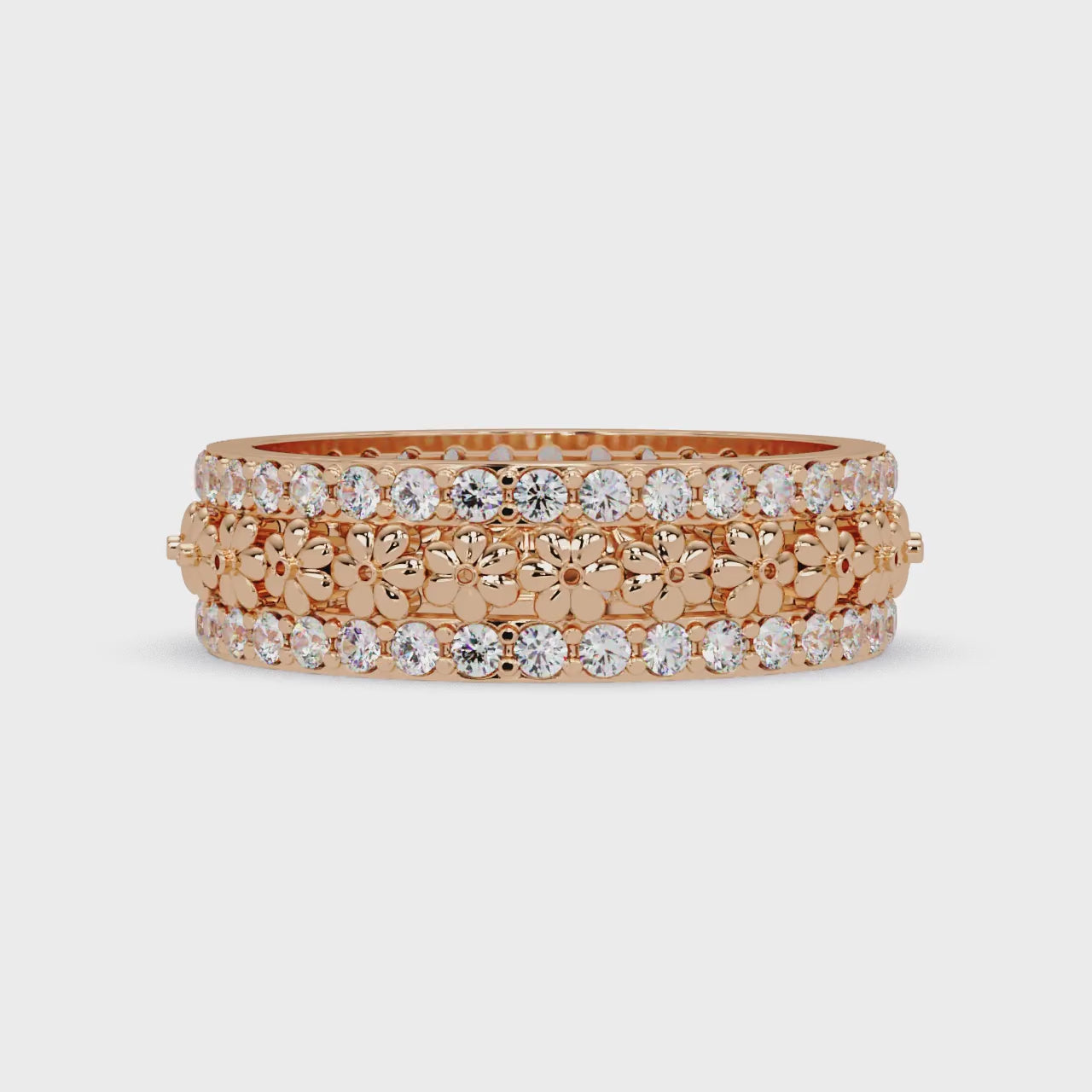 Radiant Cut Diamond Floral Eternity Band Ring