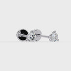 Round Cut Diamond Half Hoop Earrings | 14K & 18K Gold | Minimal Everyday Hoop Earrings