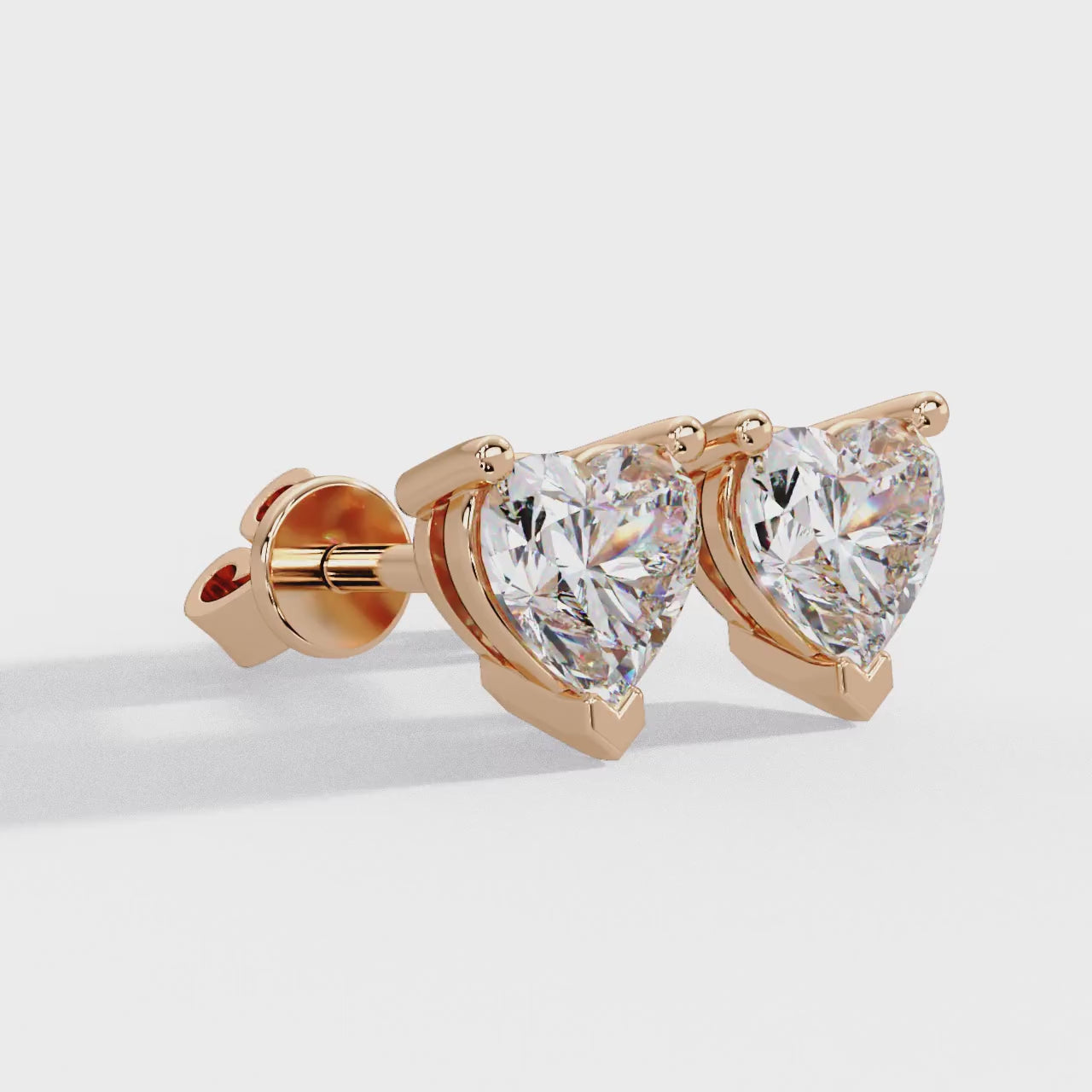 Heart Shaped Diamond Stud Earrings