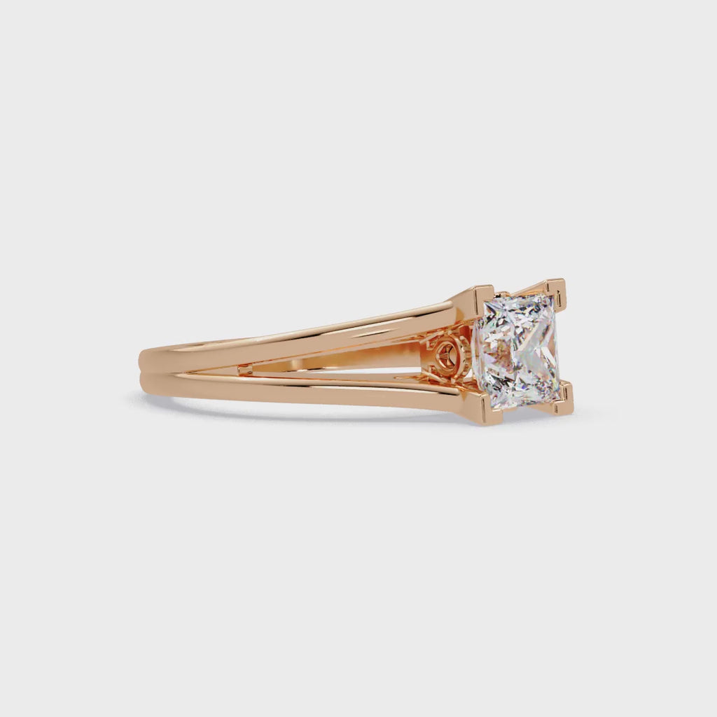 Princess Cut Solitaire Split Shank Engagement Ring