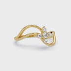 Round Cut Floral Cluster Diamond Wave Ring