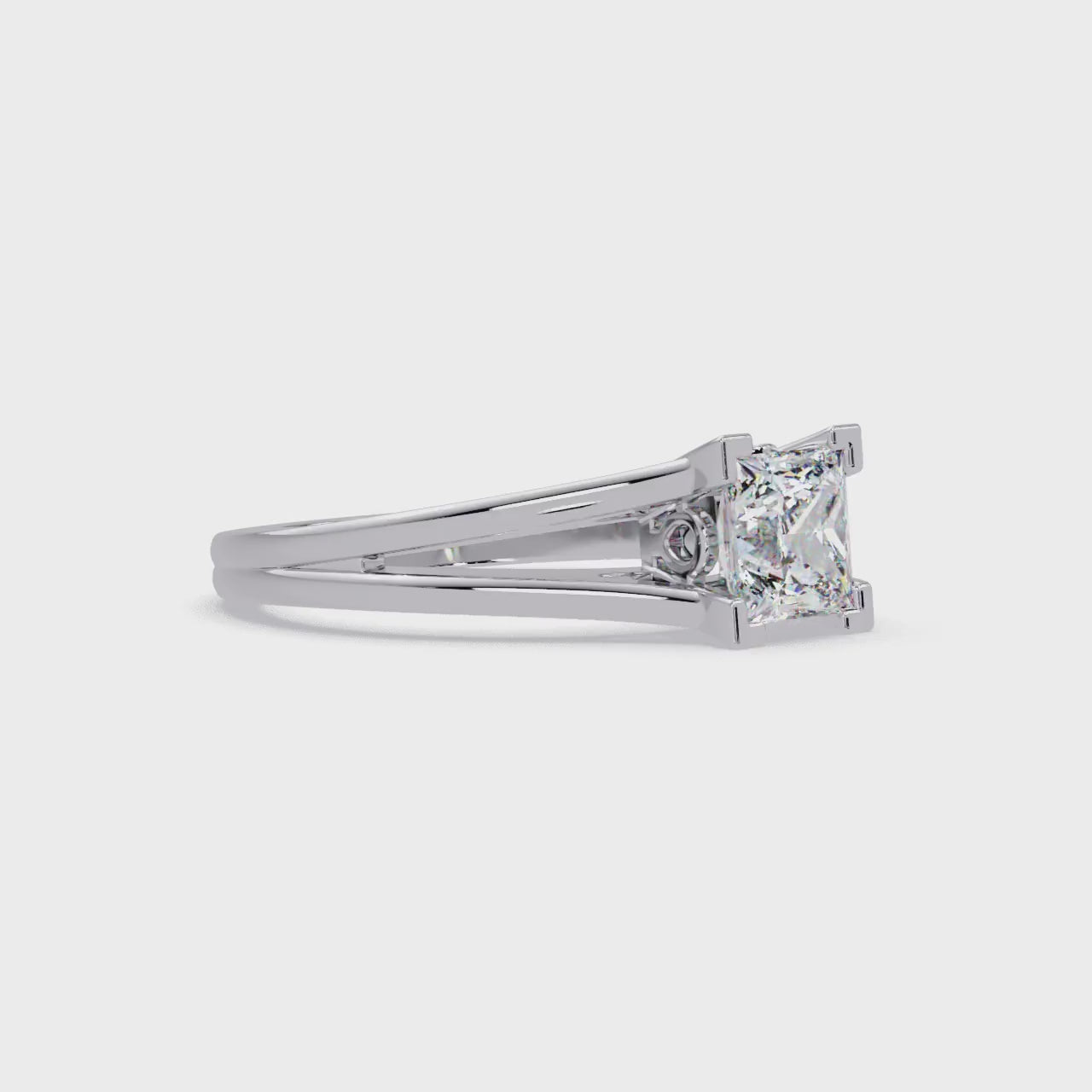 Princess Cut Solitaire Split Shank Engagement Ring