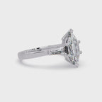 Custom Baguette Side Stone Marquise Cut Three Stone Engagement Ring