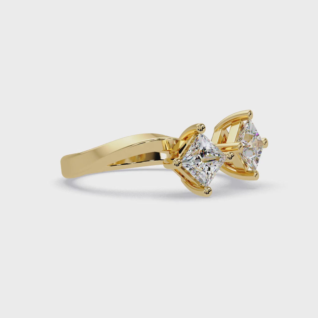 Princess Cut Diamond Open Cuff Ring