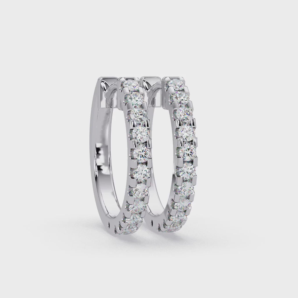 Classic Round Diamond Hoop Earrings