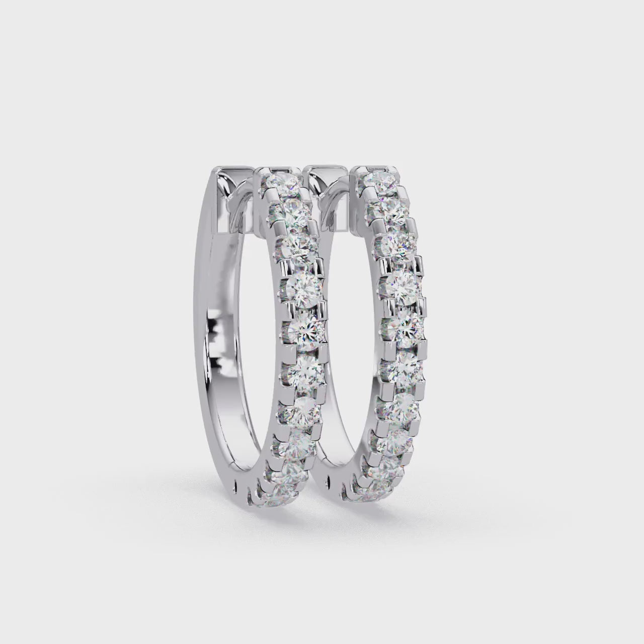 Classic Round Diamond Hoop Earrings