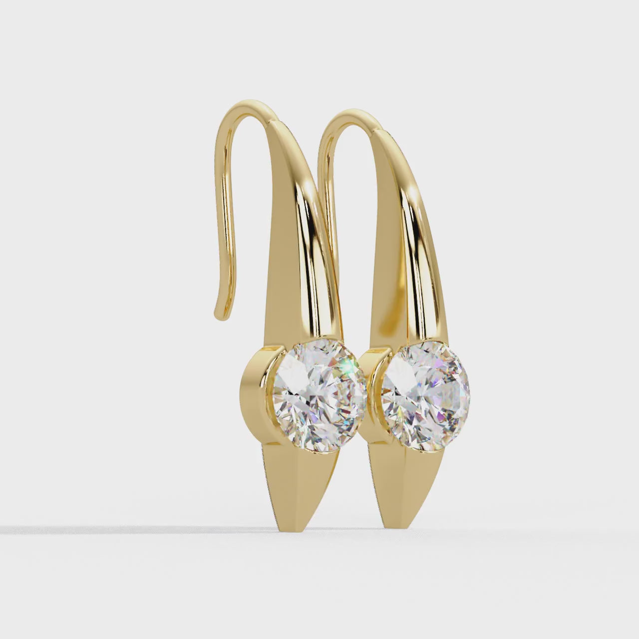 Modern Round Brilliant Diamond Spike Stud Earrings in Gold