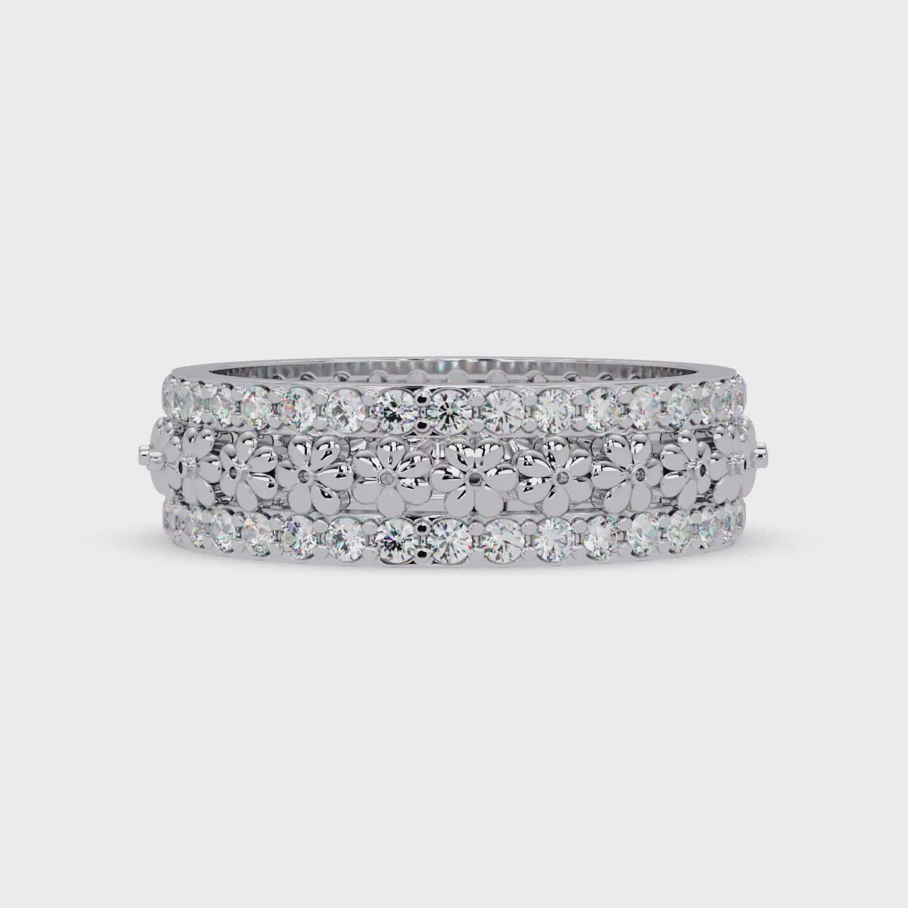 Radiant Cut Diamond Floral Eternity Band Ring