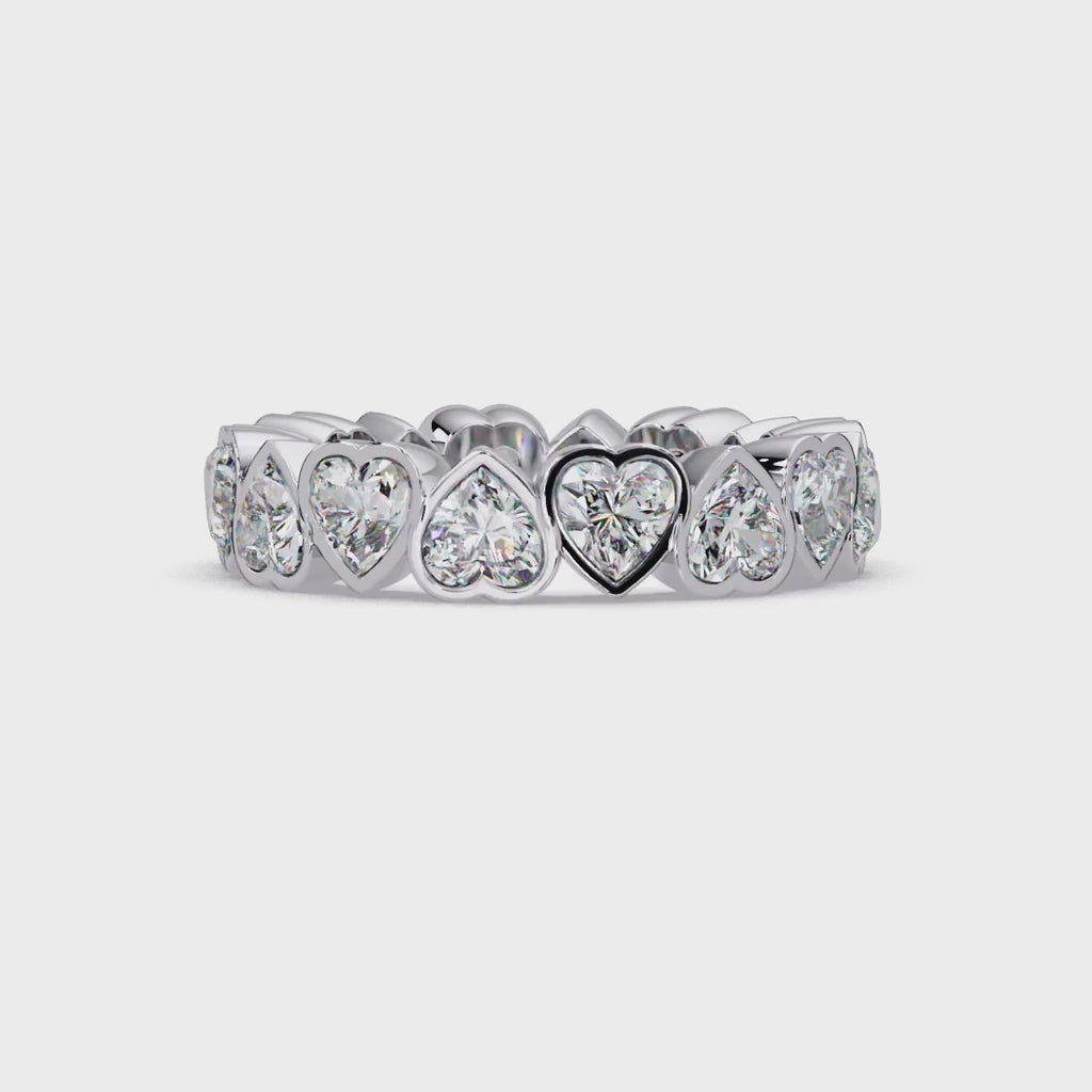 Heart Shape Diamond Bezel Eternity Ring